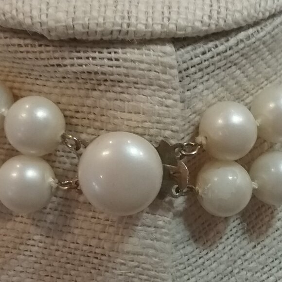 1960s Vintage Faux "Pearl" Beads Necklace with 2 Strands String Knotted - Picture 5 of 5